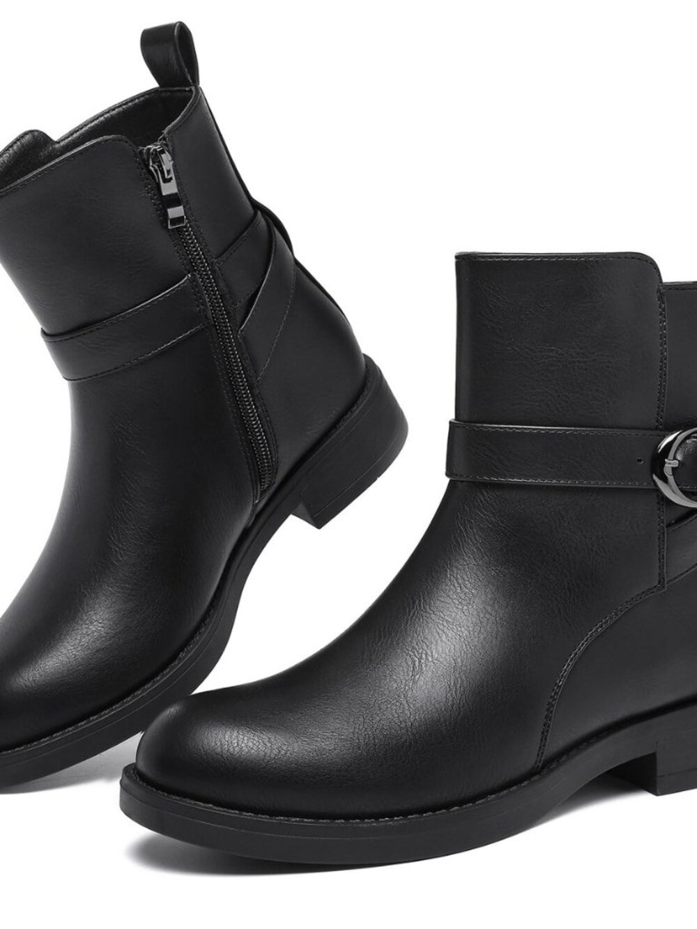 Women's Mid Ankle Booties for Fall Winter Chunky low heel Snow Wear Zipper